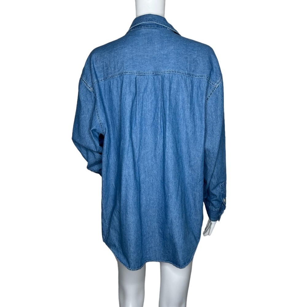 Vintage Mickey Mouse Unlimited Embroidered Button Up Denim Blue Jean Shirt - Picture 6 of 12